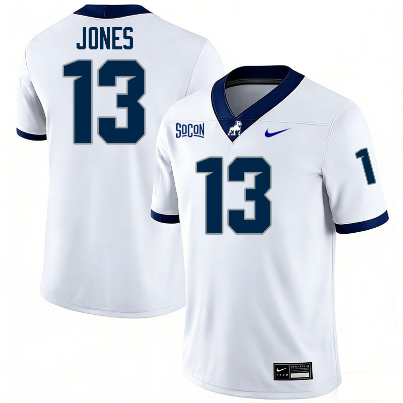 Samford Bulldogs #13 Calvin Jones College Football Jerseys,Uniforms-White